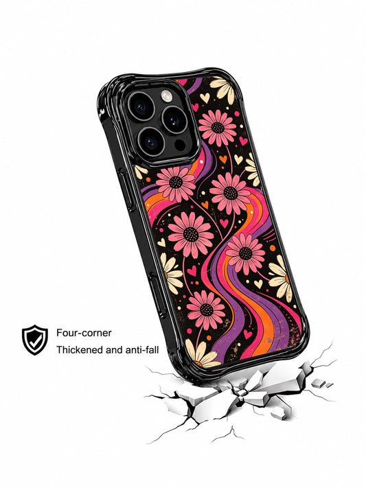 Unique iPhone 16 Pro Case gift with tangerine floral hearts