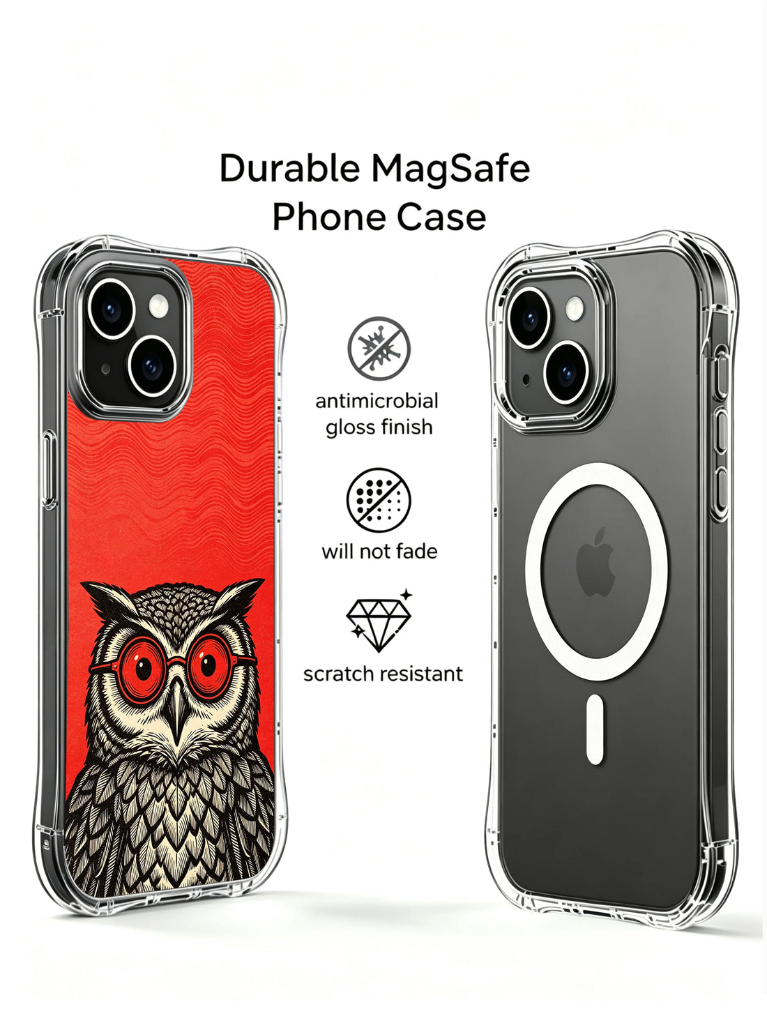Night owl iPhone 13 Case with vintage woodcut map feather art