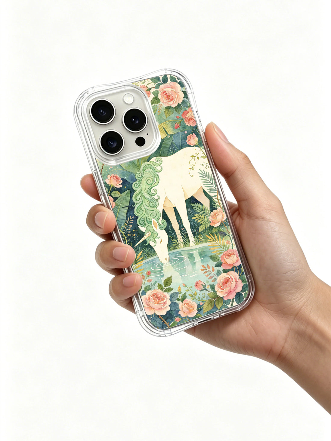 Unique iPhone 15 Pro Max Case gift with watercolor unicorn art