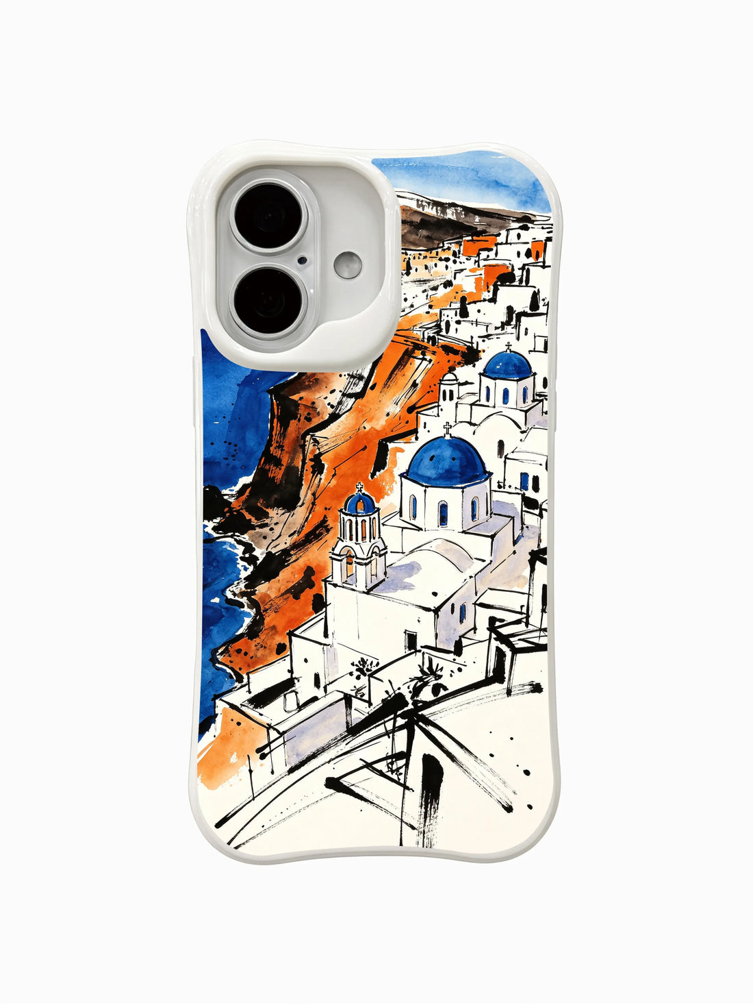Santorini iPhone 16 Case with blue white landscape art