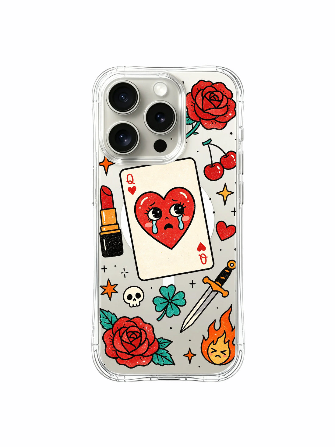 Red Heart Card iPhone 15 Pro Case With Tattoo Poster Style