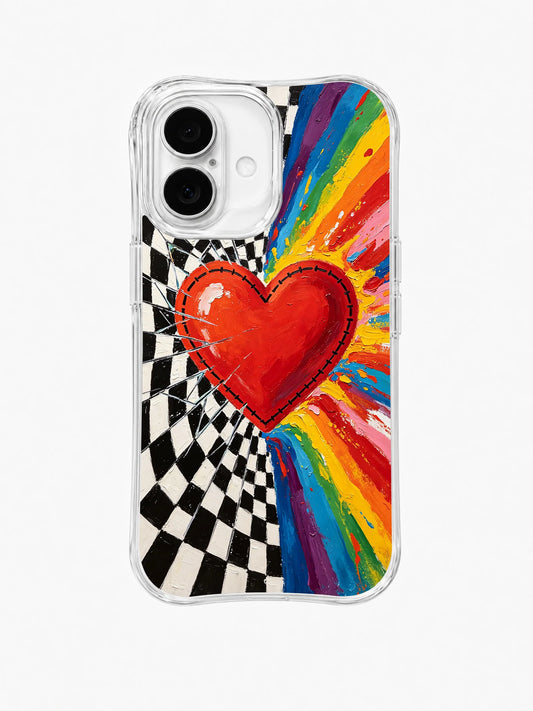 Rainbow Heart Revolution iPhone 16 Plus case front artwork