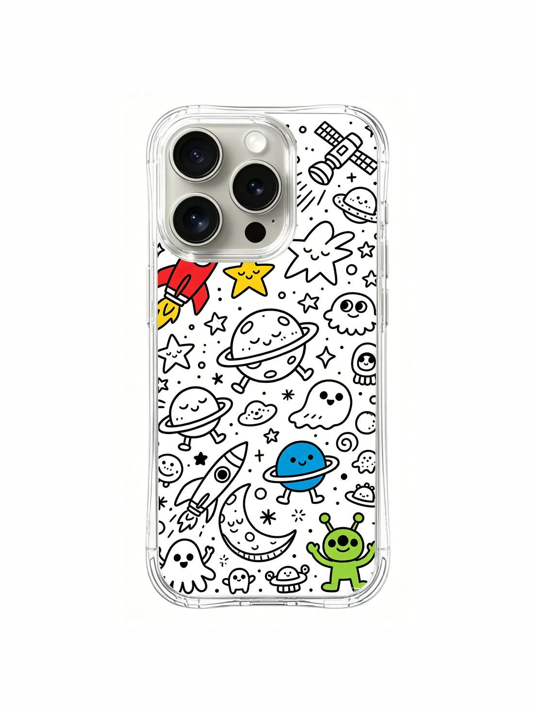 Space villager iPhone 15 Pro Case with resident doodle artwork
