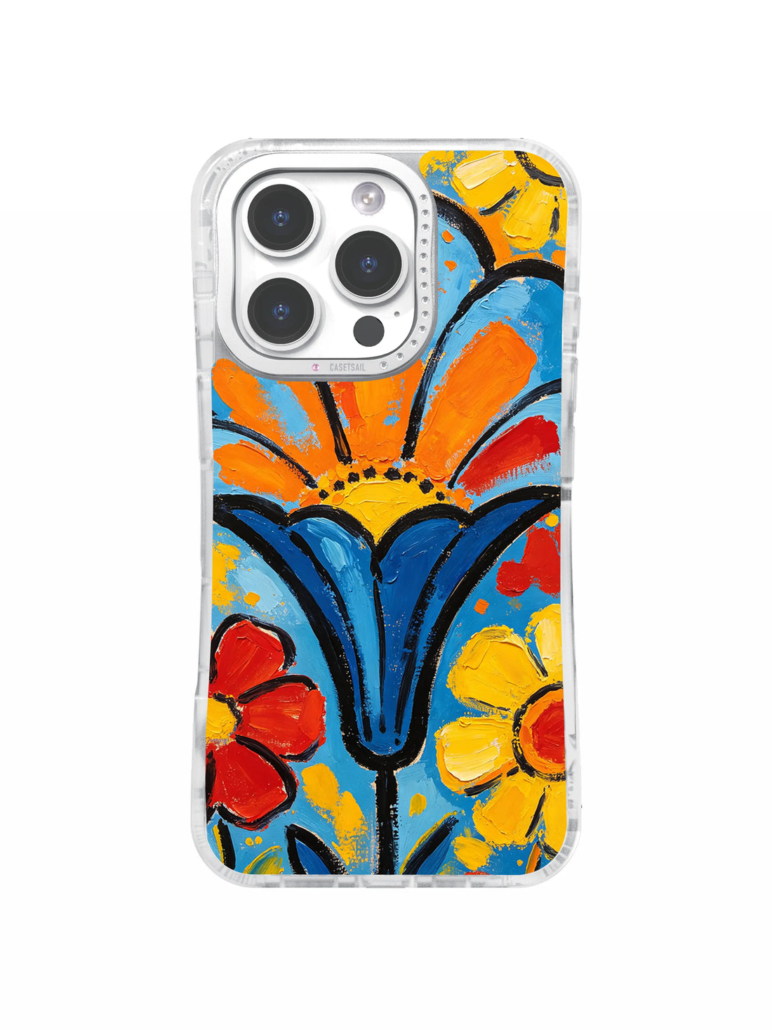 Sunny Abstract Garden Giant Blue Sunflower iPhone 16 Pro Max case pattern