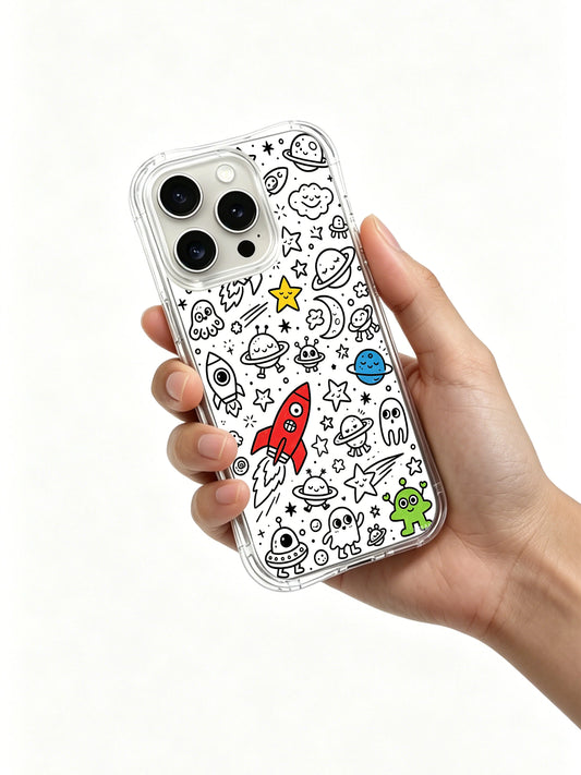 Alien doodle iPhone 15 Pro Case with sweet interstellar creature art