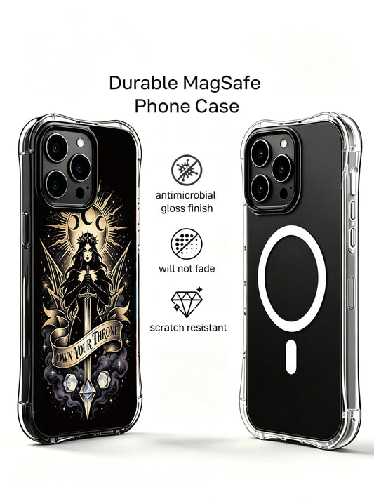 Temple moon iPhone 14 Case with neon goddess artwork