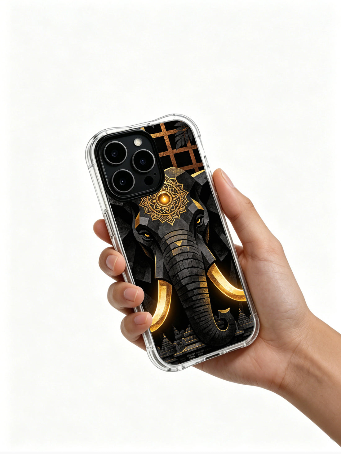 Time carved elephant iPhone 14 Plus Case with obsidian artwork