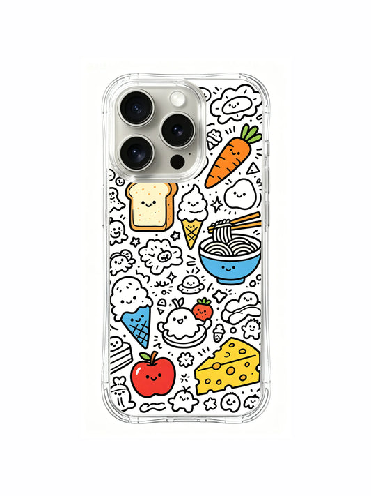 Cartoon iPhone 15 Pro Case - Food Resident Market Doodle Art PhoneCasing for iPhone 15 Pro case