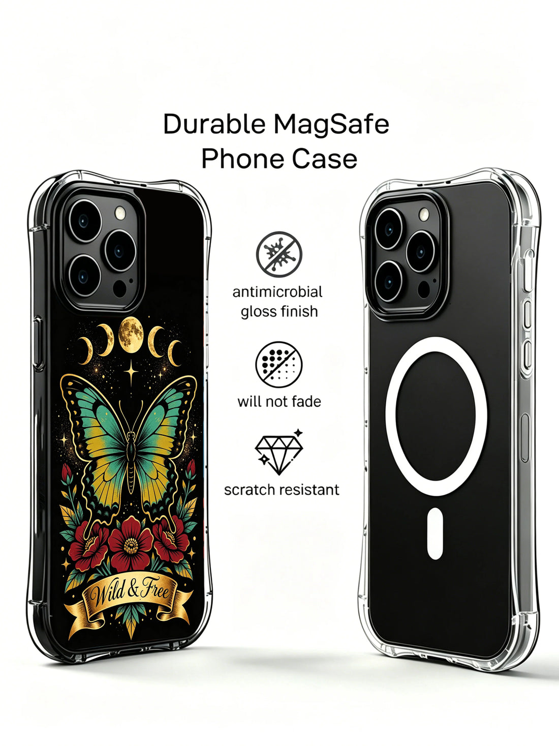 Vintage tattoo butterfly iPhone 14 Case with bold outline art