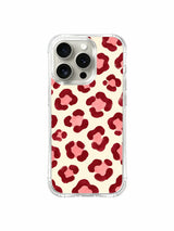 Krem Gül Bordo Pembe Leopar iPhone 14 Pro Kılıfı - Şirin Estetik