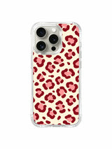 Krem Gül Bordo Pembe Leopar iPhone 14 Pro Kılıfı - Şirin Estetik