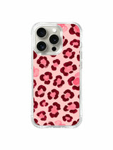 Burgundy Rose Watercolor Leopard Wavy iPhone 14 Pro Case - Cute Aesthetic