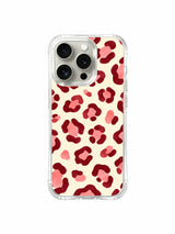 Krem Gül Bordo Pembe Leopar iPhone 14 Pro Kılıfı - Şirin Estetik