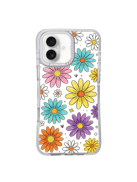 Rainbow Daisy Sketchbook iPhone 17 Pro Max Case | Playful Colorful iPhone 17 Casing by Solea Meadow