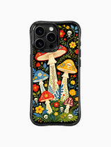 Spore and Soul mushroom pattern artwork on an iPhone 16 Pro Max case