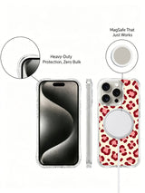 Krem Gül Bordo Pembe Leopar iPhone 14 Pro Kılıfı - Şirin Estetik