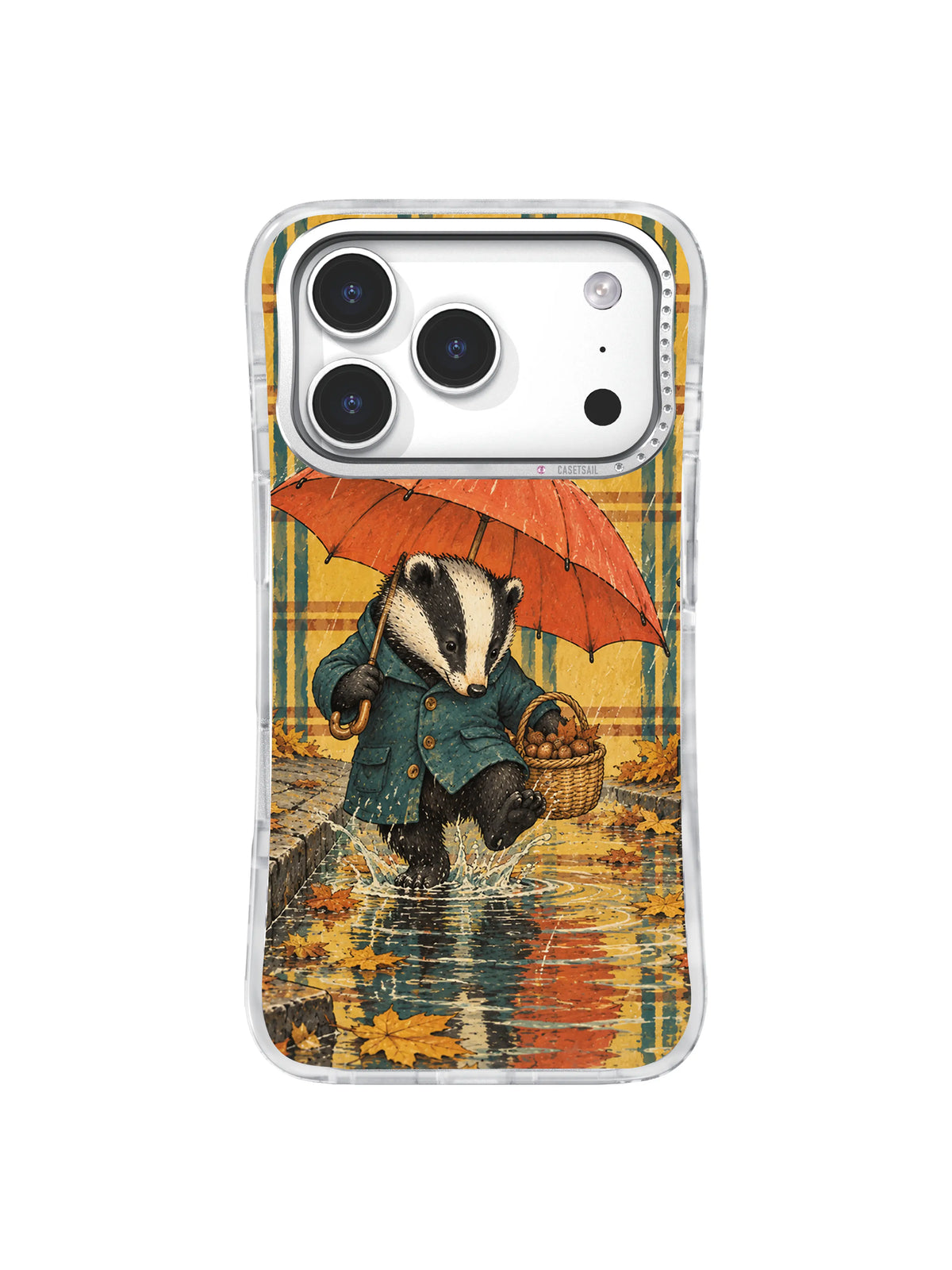 Under a Borrowed Umbrella iPhone 17 Pro case – Coral Umbrella Homeward artwork