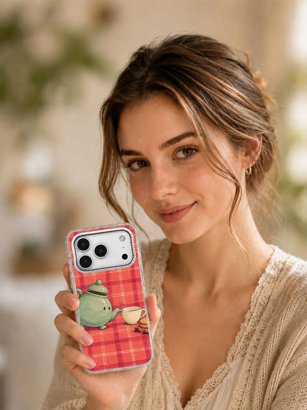 A Teapot for the Uninvited transparent phone case lifestyle view