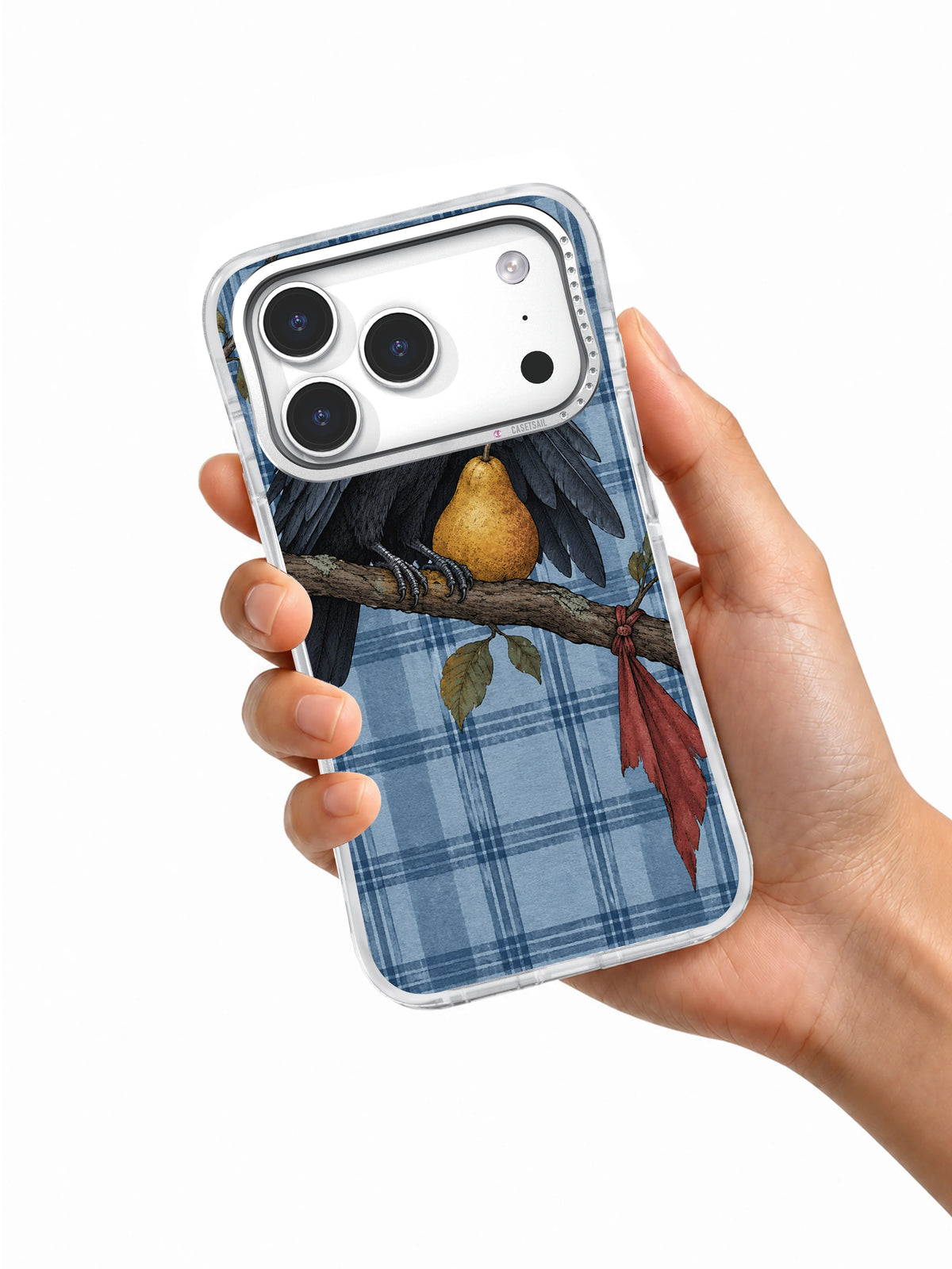 One Pear Left for Autumn white phone case in hand