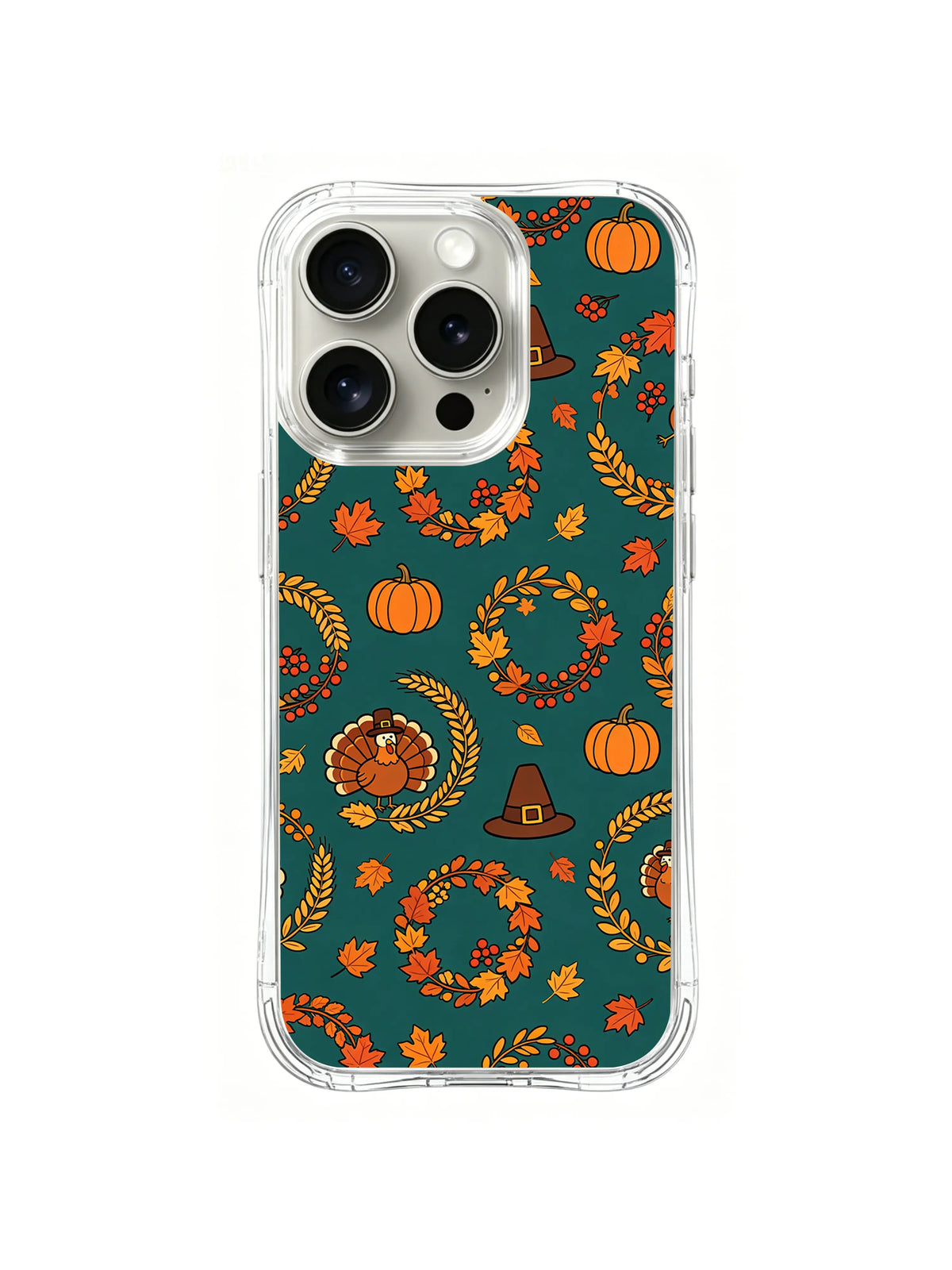 Teal Pumpkin Wreath pattern iPhone 14 Pro case