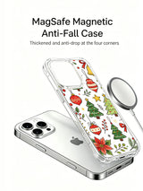 Christmas Ornament Garden: A phone, separate illustrated case and round accessory in a product render.