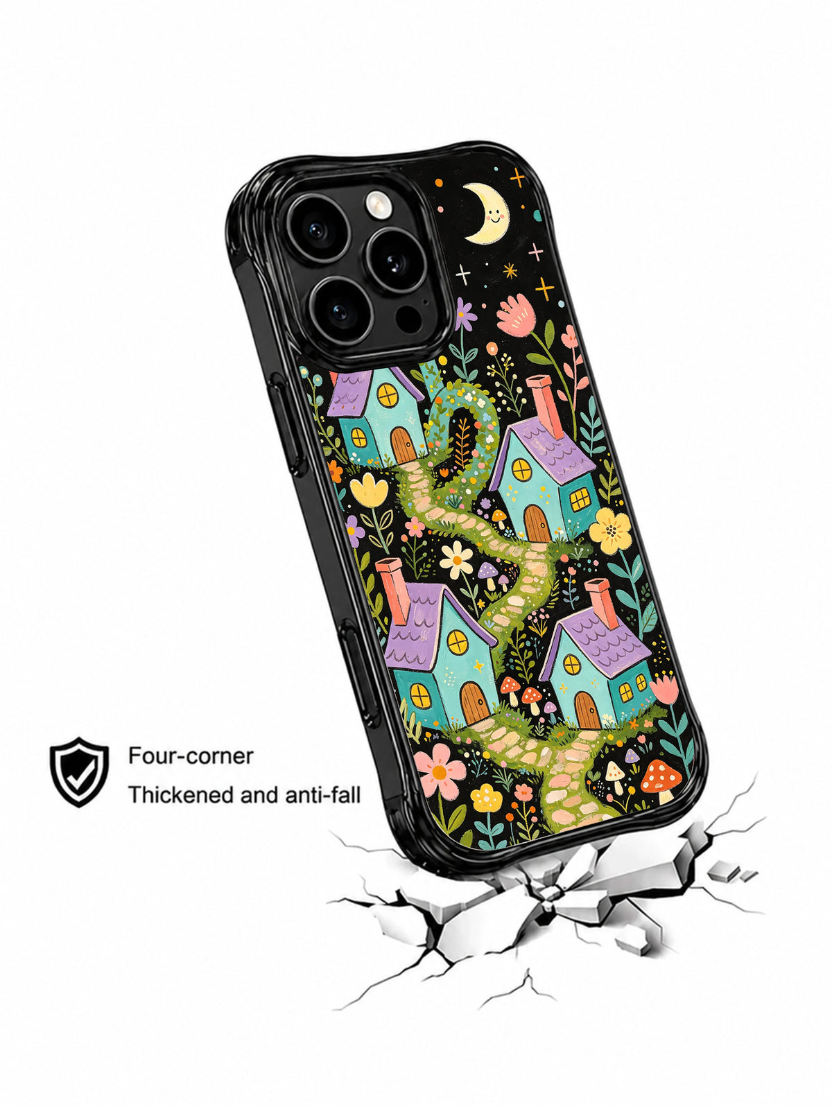 The Little Wizard Garden Village: Angled case above an illustrated cracked surface.