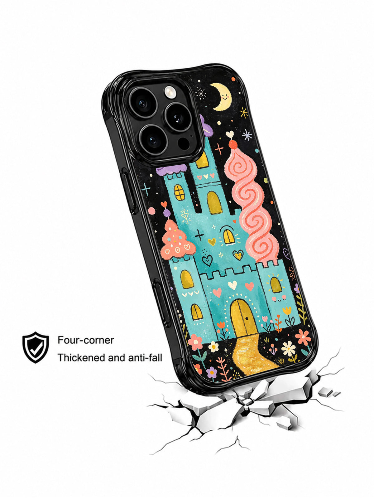 The Midnight Candy Castle: Angled case above an illustrated cracked surface.