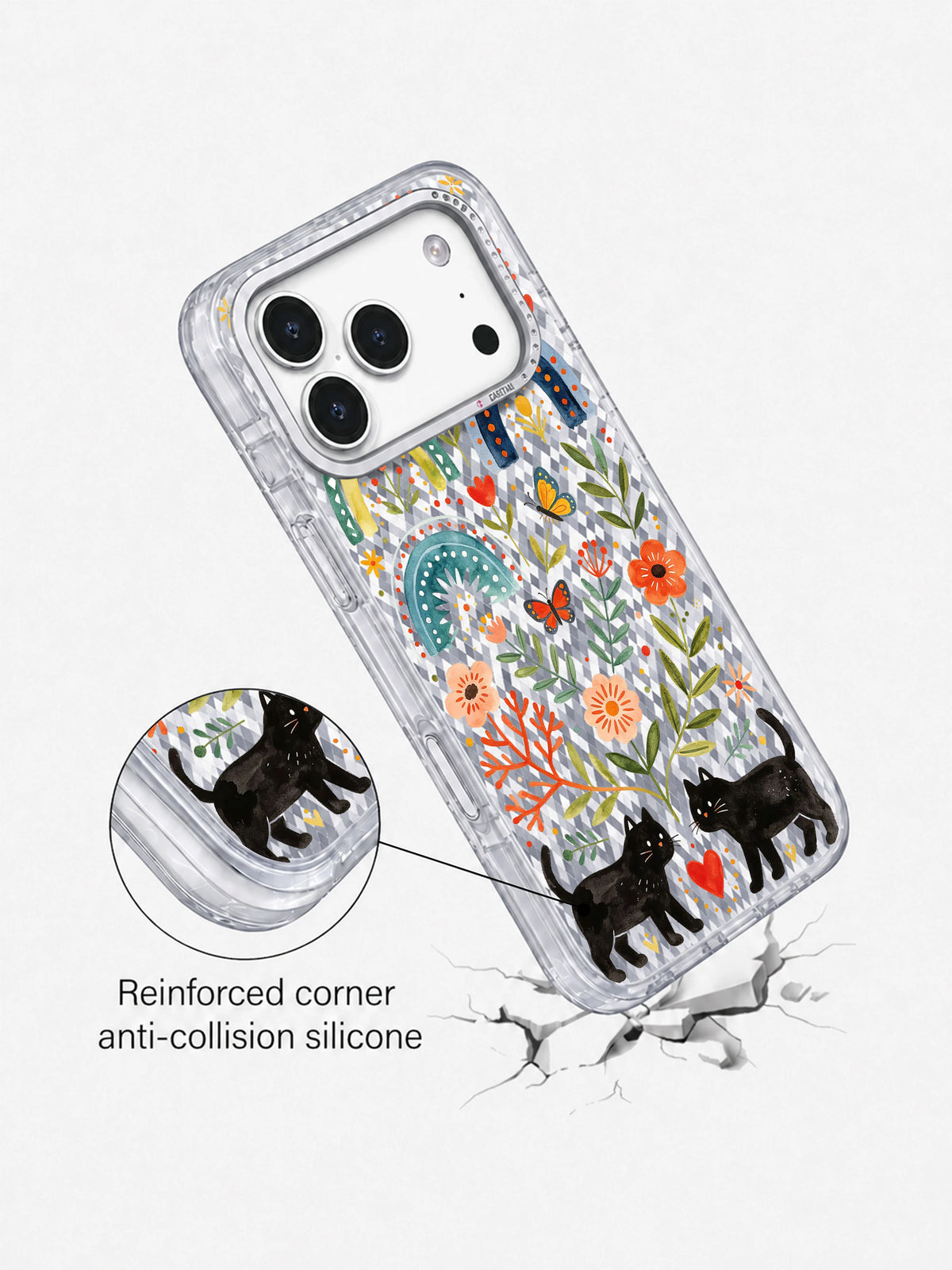 Birds Through Rainbow Arches artwork gallery view 5 on an iPhone 17 Pro case