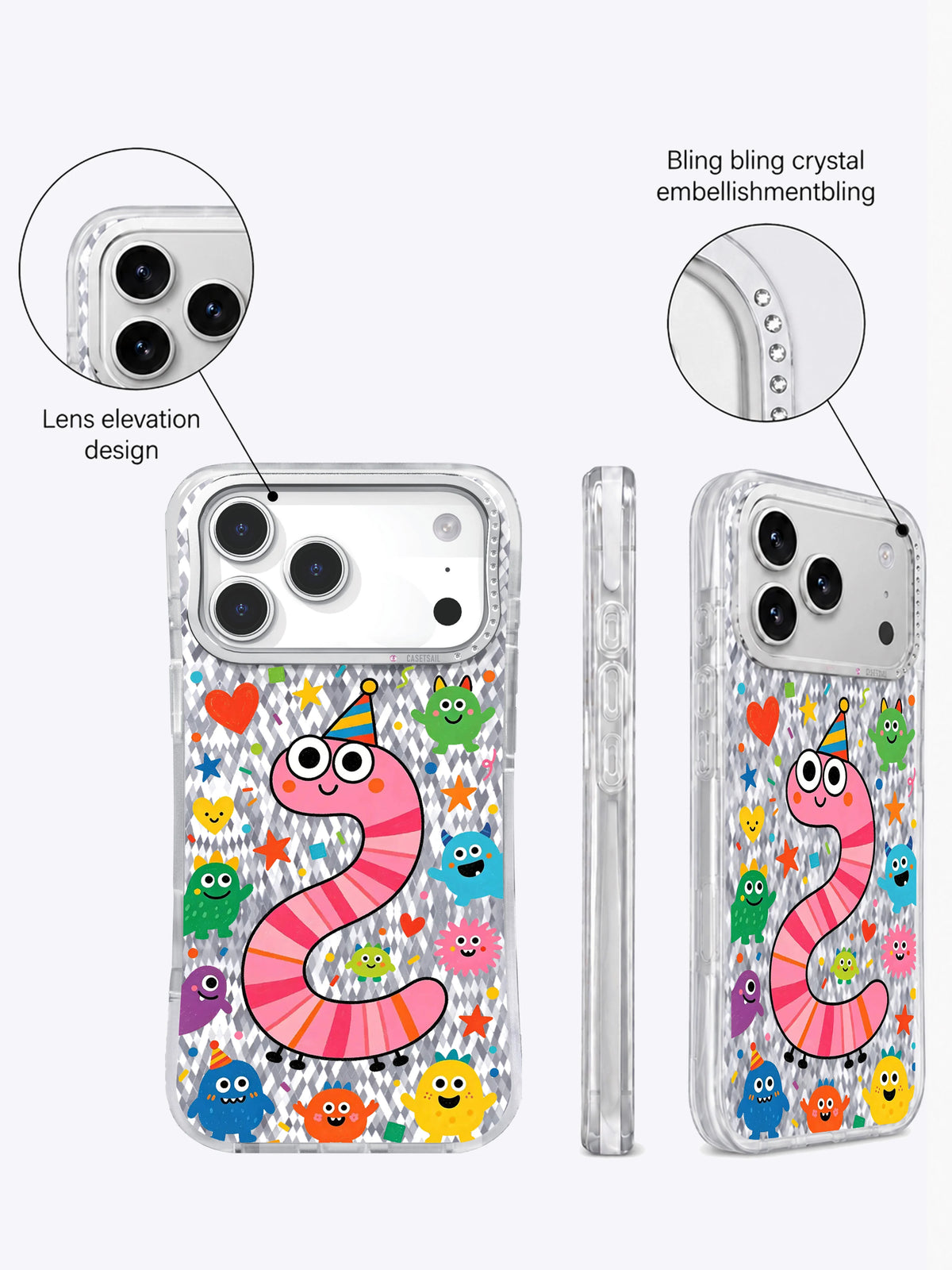 Pink Worm Birthday artwork gallery view 5 on an iPhone 17 Pro Max case