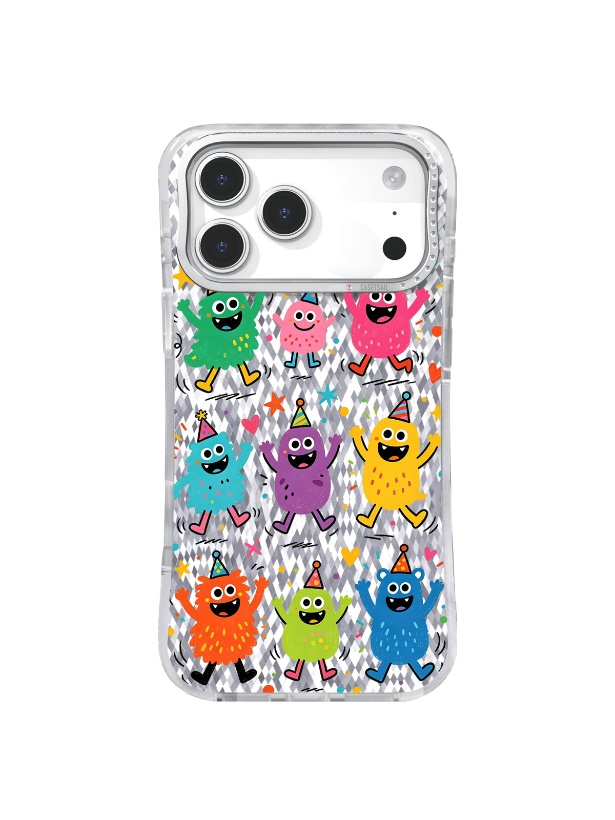 Dot Optimism pattern on an iPhone 17 Pro Max case