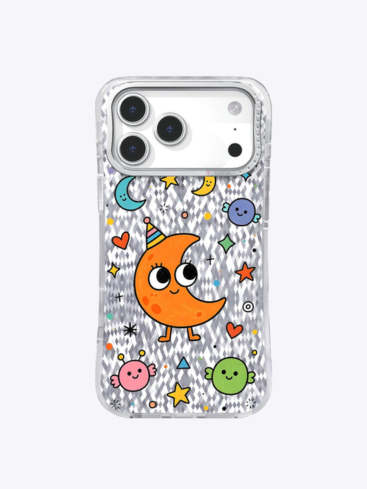 Orange Moon Monster artwork gallery view 1 on an iPhone 17 Pro Max case