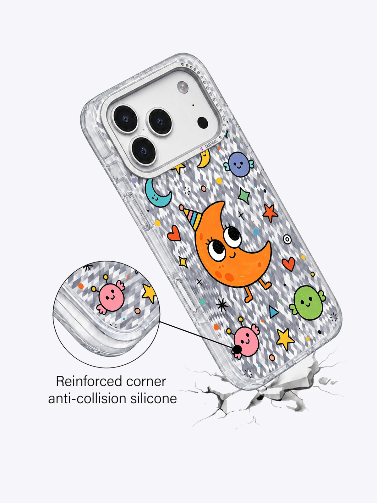 Orange Moon Monster artwork gallery view 4 on an iPhone 17 Pro Max case