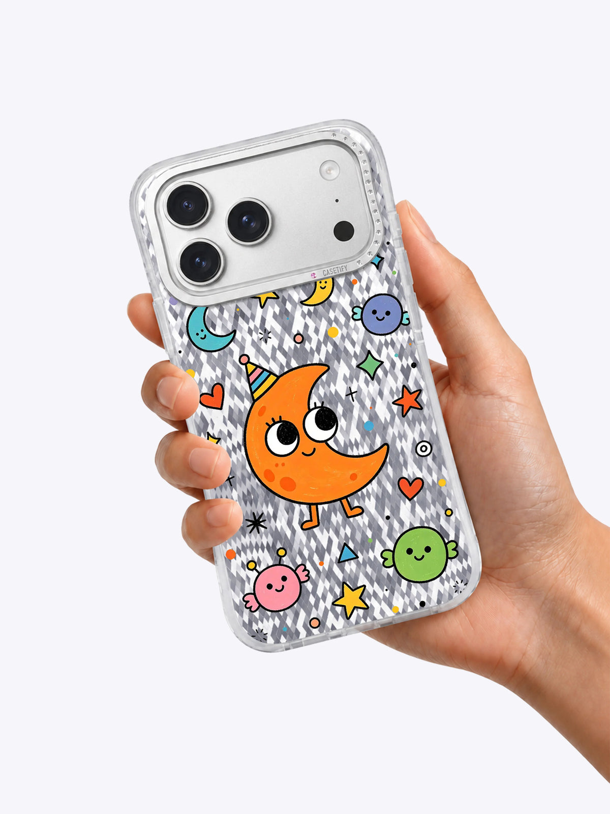 Orange Moon Monster artwork gallery view 6 on an iPhone 17 Pro Max case