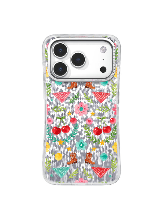 Cowgirl Cherry Rodeo iPhone 17 Pro Case – Western Art