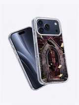 Angled product view of The Raven and the Brass Key dark academia iPhone case