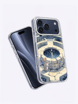 Angled product view of The Well of Small Wishes illustrated iPhone case