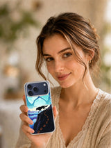 Lifestyle view of the Wolf Above the Cloud Sea iPhone case artwork