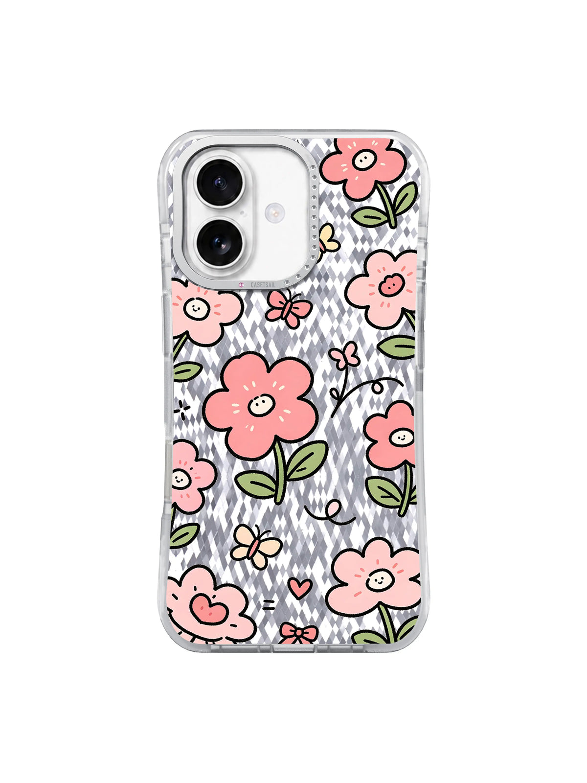 Blue Moon Butterfly Garden pattern on an iPhone 17 case