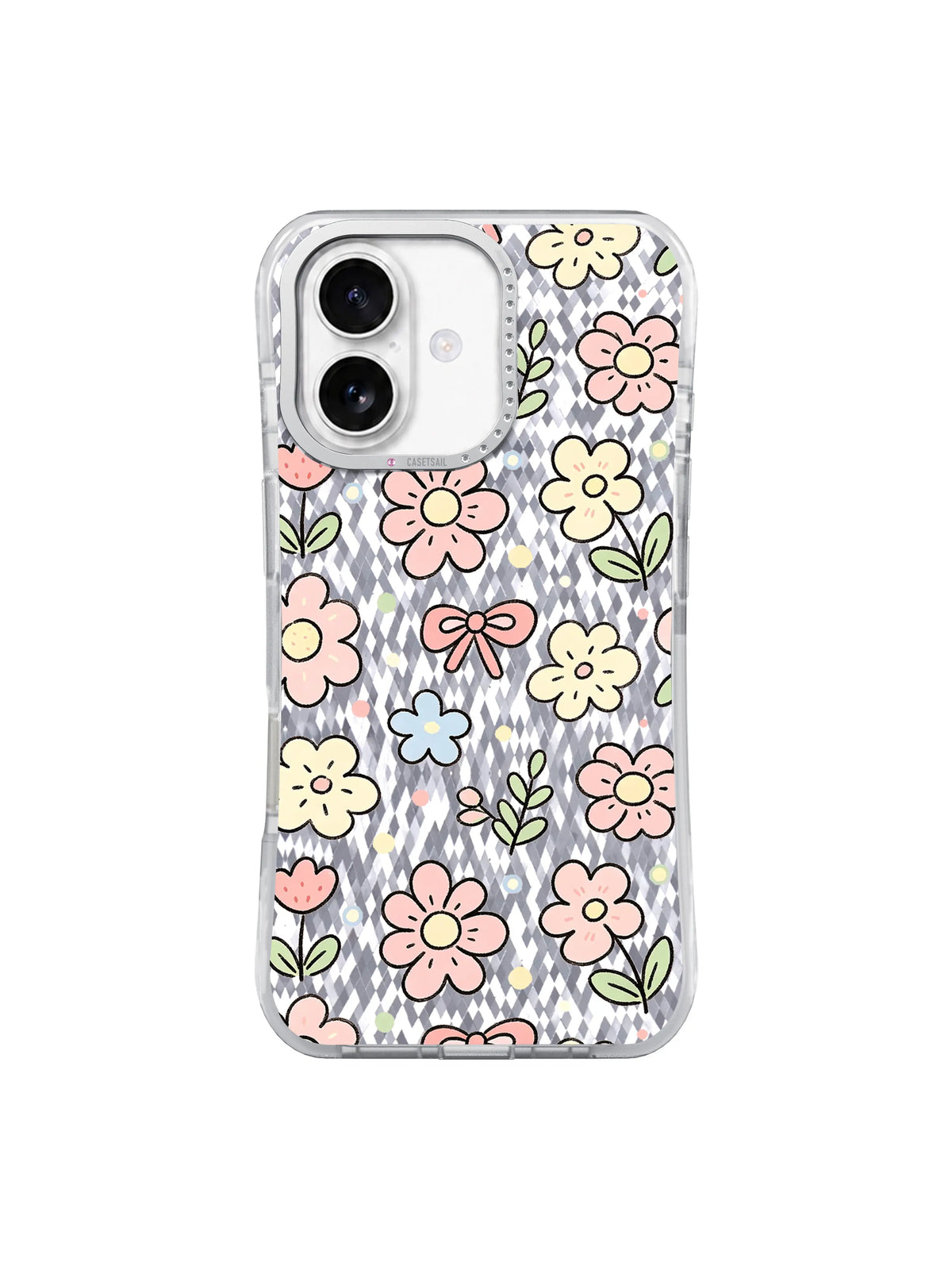 Mint Blossom Breeze pattern on an iPhone 17 case