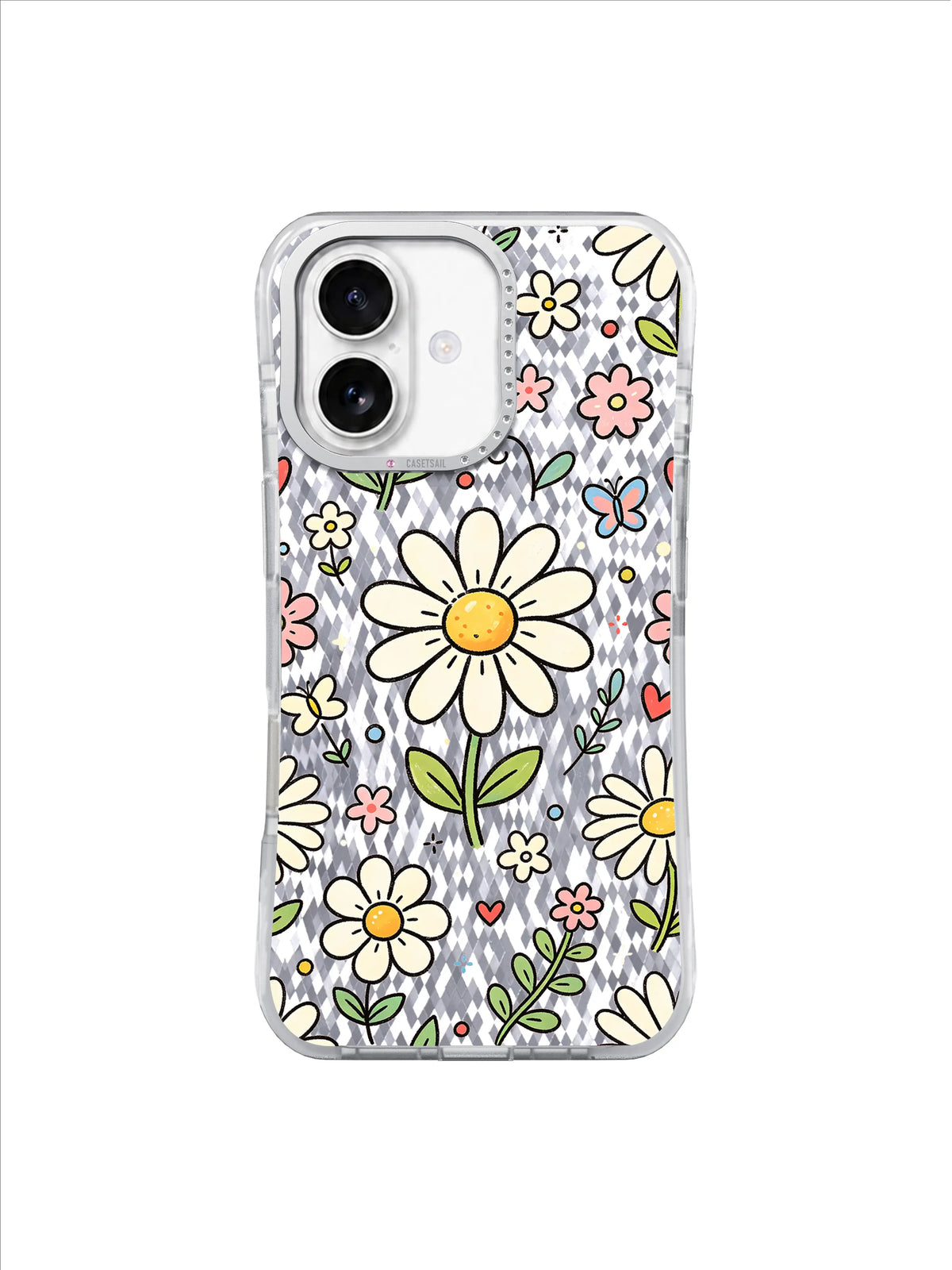 Pink Daisy Stems on an iPhone 17 case
