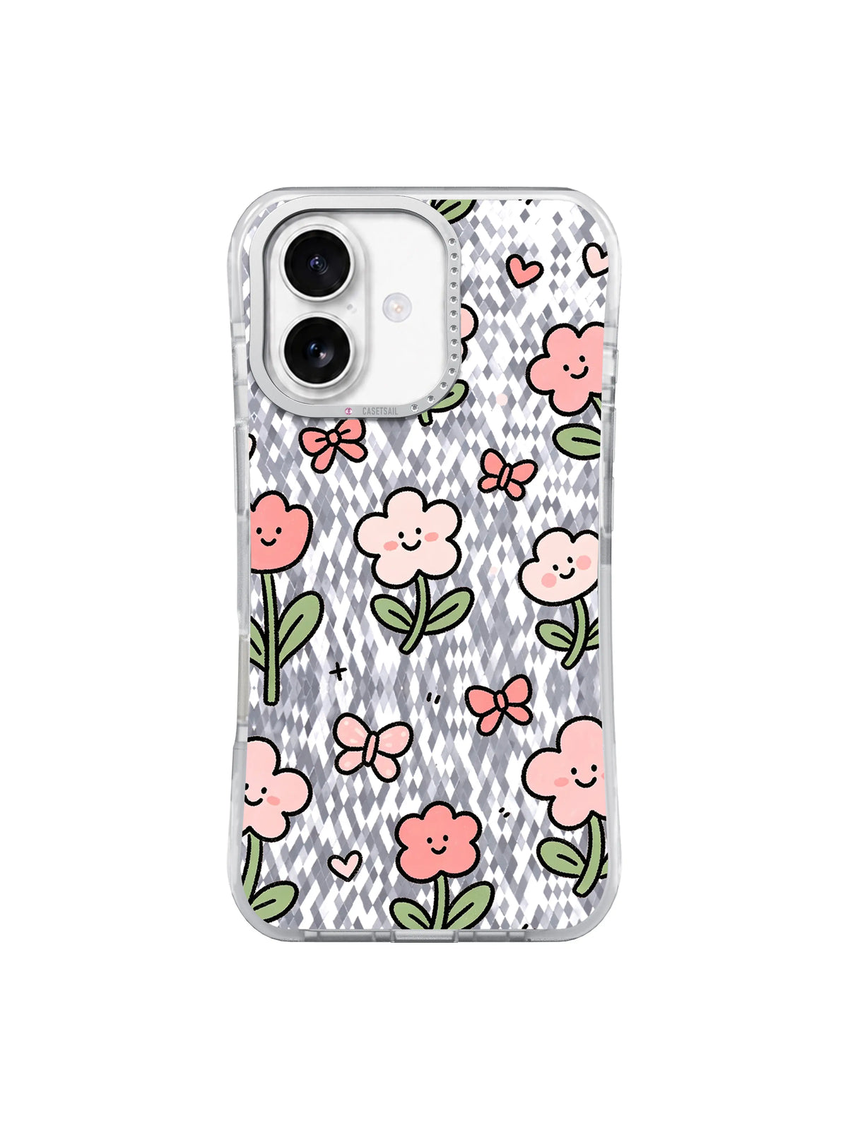 Strawberry Flower Picnic pattern on an iPhone 17 case