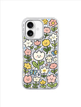 Ivory Tiny Flower Friends pattern içeren iPhone 17 kılıfı