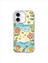 Seaside Blossom Waves on an iPhone 17 case