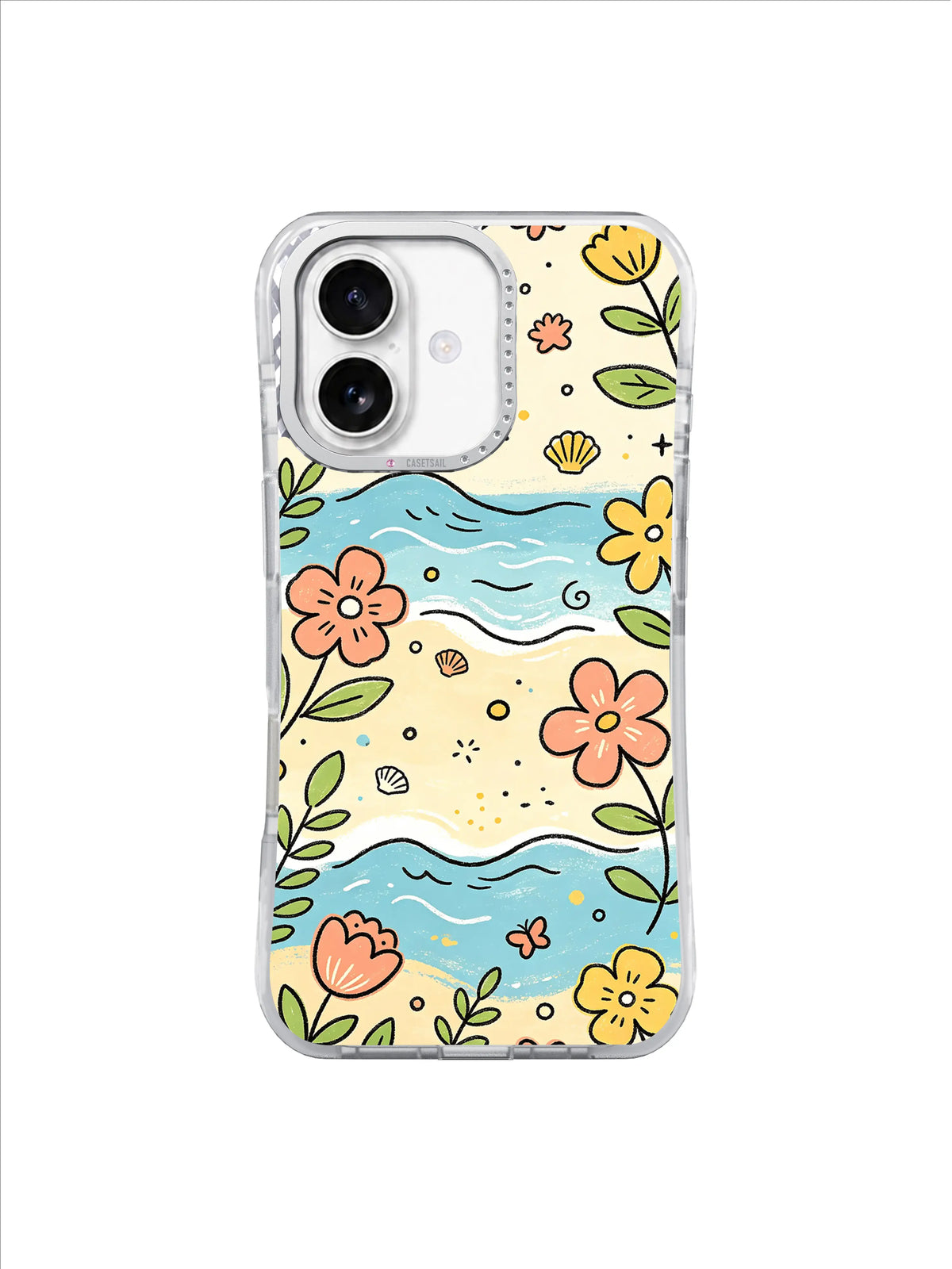 Seaside Blossom Waves on an iPhone 17 case