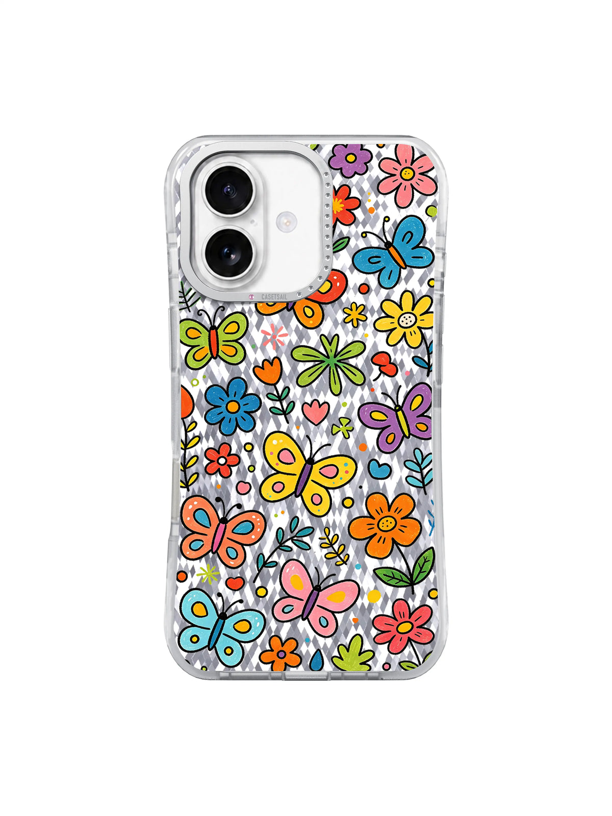 Bold Wing Flower Party pattern içeren iPhone 17 kılıfı