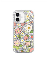 Airy Strawberry Flowers pattern on an iPhone 17 case