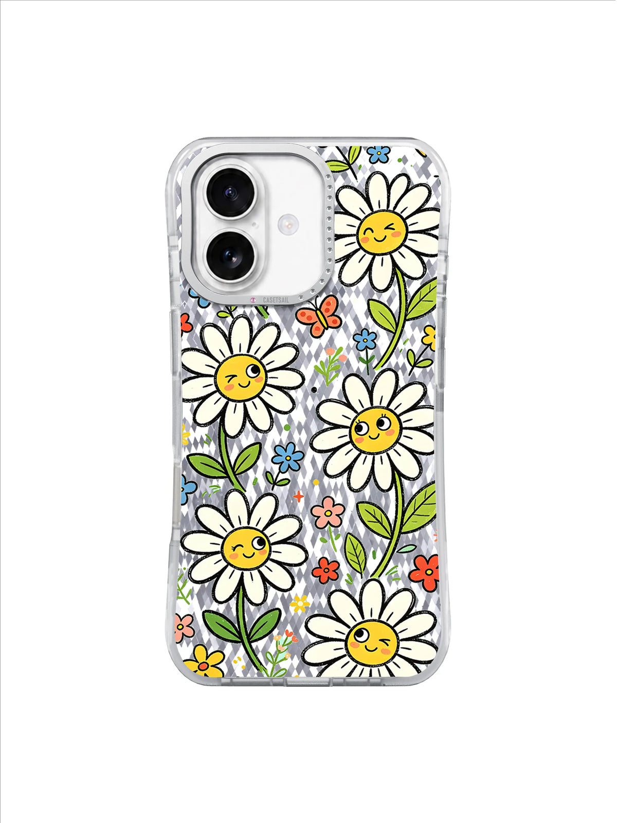 Lavender Butterfly Field pattern on an iPhone 17 case