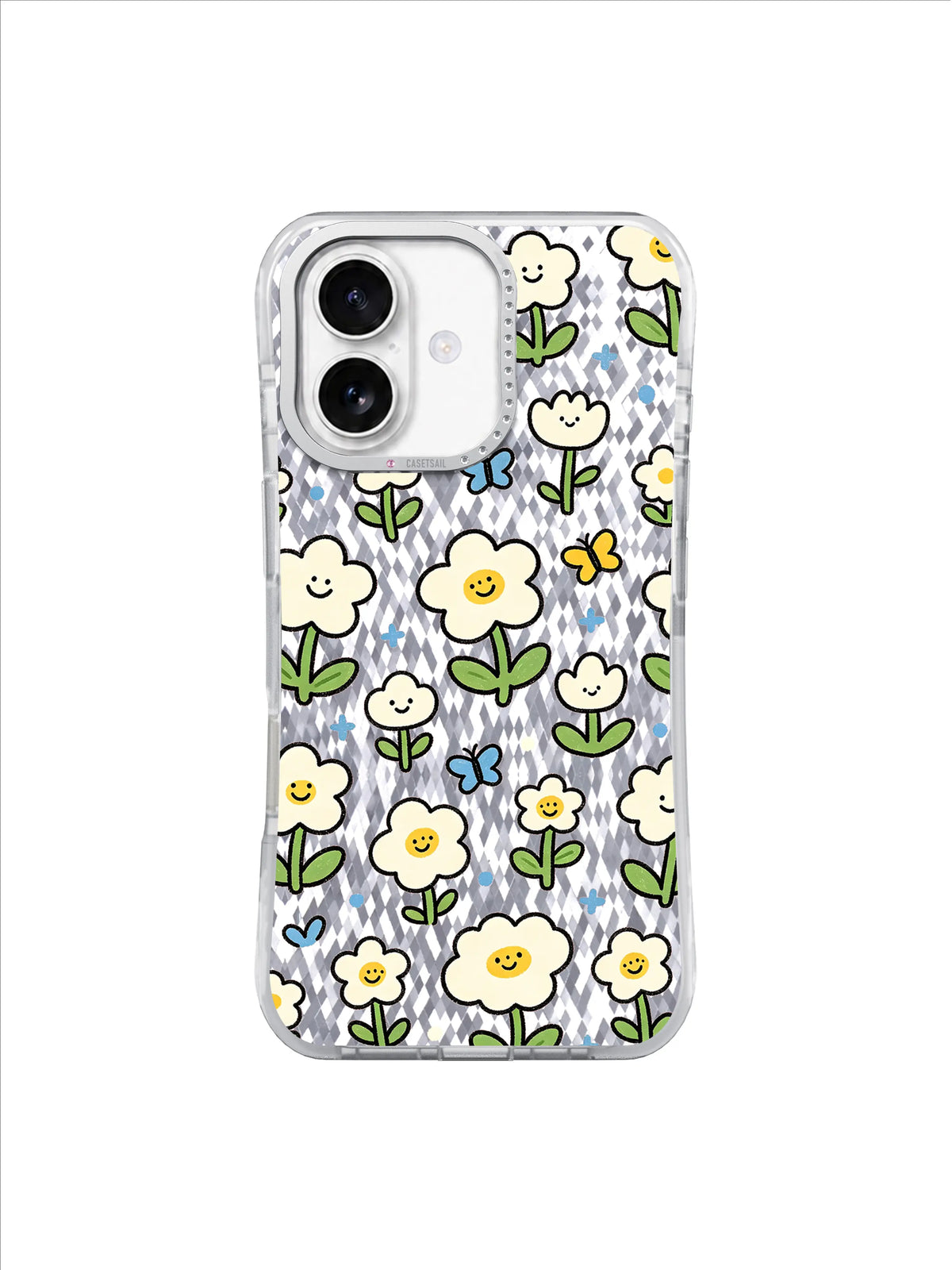 Pink Friendship Meadow pattern içeren iPhone 17 kılıfı