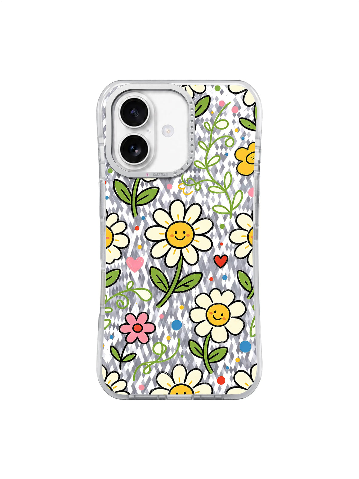 Big Happy Daisy Garden on an iPhone 17 case
