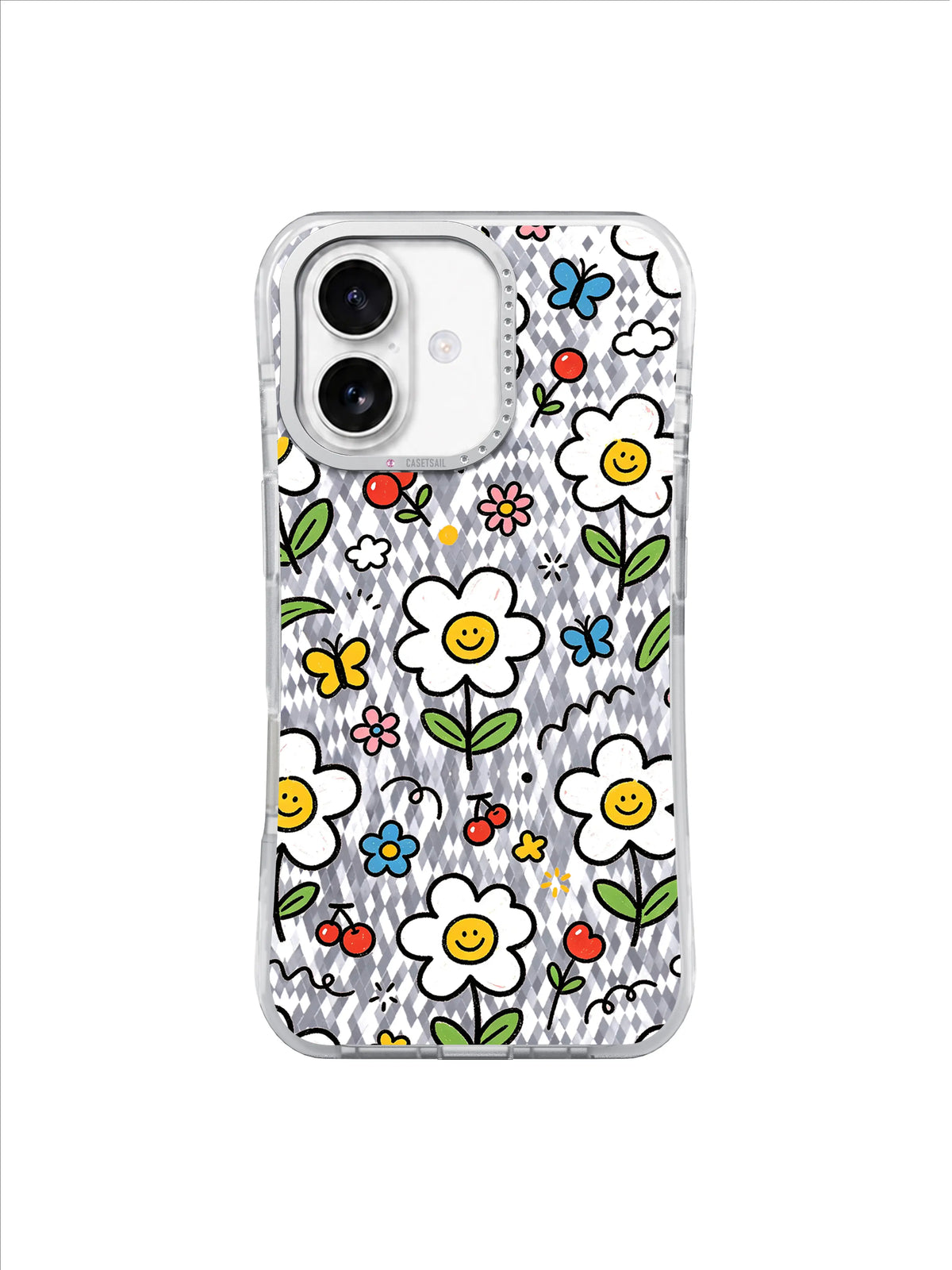 Happy Bloom Meadow pattern içeren iPhone 17 kılıfı
